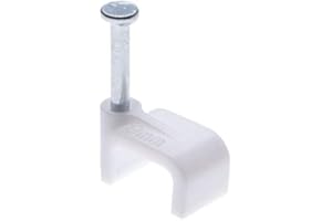 KEPLE Clips de Cable Plano 100 Piezas Abrazadera 9mm para Cable Grapas con Clavos de Acero Incorporados Clips de pared Eléctrico para Oficina/Hogar Compatible con Cat 5 5e, 6 6a, 7 | 6P4C 8P8C | RJ11 RJ45