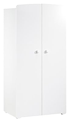 BABY PRICE New Basic Armoire Chambre Bébé 2 Portes avec Bouton Boule Blanc