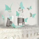 ValentoriaĆĀ® 12Pcs Pink 3D Decorative Butterflies Removable Wall Art Sticker For Home Decor Wedding Party Decoration (Teal Blue)