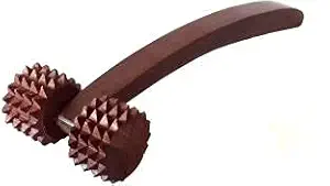 Indian wood Arts Massager 2 rown Wooden Hand Massager Roller Body Stress Acupuncture Massager (Brown)