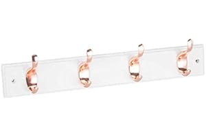 BLOOMINGTONS DIRECT 4 Rose Gold Double Wall Coat Hooks Rail Coat Robe Hooks Hallway Wall Mounted Coat Rail
