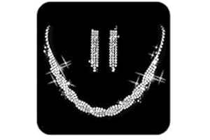 Unicra Crystal Bride Jewelry Set Silver Rhinestone Necklace Earrings Sets Bridal Jewelry Accessories for Women and Bridesmaid