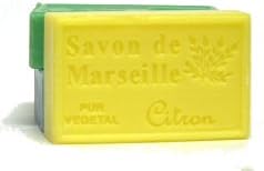 Pure vegetable: Lemon Soap, Verbena Soap &amp; Marine Soap à 125 g (4.4 oz.), 3-Pieces Soap Set (Savon de Marseille)
