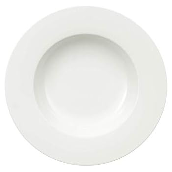 H&H Piatto Fondo Arcadia In Porcellana, Bianco, 22.5 Cm, Lavabile In Lavastoviglie E Microonde, Design Moderno