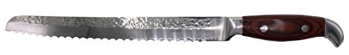 Edles Brotmesser 35cm Damast Stahl 67 Lagen – langes Brotsäge Messer Wellenschliff Pakka Holz Griff - 8