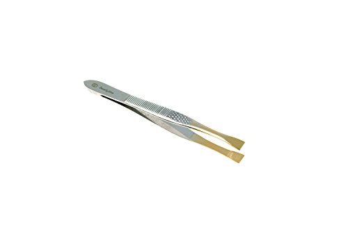 Beautytime Flat Tweezers, Gold Plated Tips