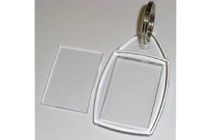 Madaboutink Lot de 50 porte-clés vierges en plastique acrylique transparent avec anneau fendu 24 mm x 35 mm P5