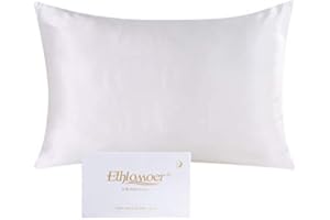 Ethlomoer Kissenbezug aus 100% natürlicher Reiner Seide für Haar und Haut, beidseitig 19 Momme, 600 Fadenzahl, Design mit verstecktem Reißverschluss, 1 Stück 80x80cm Elfenbein