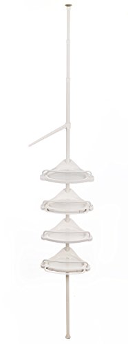 WOLTU BZ4104-1 Badregal Duschecke Teleskop , Höhe 120-250cm , 4 wasserdurchlässige Ablagen, 3 Handtuchhalter , Weiss - 5