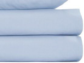 Louisiana Bedding Light Blue 100% Cotton 200 Thread Count Fitted Sheet, Single Double King SuperKing-Single