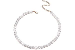 MenYiYDS Pearl Necklace - Women's Short Layered White Wedding Bridal & Costume Accessories, Imitation Pearl, Elegant Retro Style, 8mm
