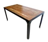 QUEENS TABLE, MESA INDUSTRIAL CON ESTRUCTURA DE HIERRO REMATADA CON ESQUINERAS Y REMACHES Y TAPA DE MADERA EMBUTIDA. 70X70X75 CM