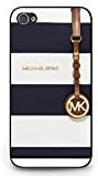 Black White Stripe Michael Kors Phone Case Cover For Iphone 4/4s Fresh Style MK Logo Back