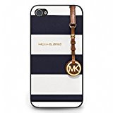 Black White Stripe Michael Kors Phone Case Cover For Iphone 4/4s Fresh Style MK Logo Back