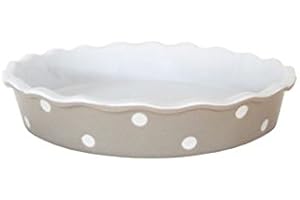 GENERIC Florsol Isabelle Rose - IR5525 - Tarte/Quiche Form - Keramik -beige mit weißen Punkte - Polka Dot