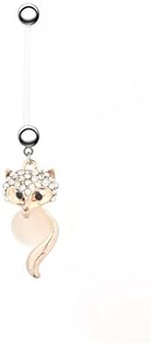 HYIdealism Fox Design Dangle Silicone Bar Navel Belly Button Barbell Ring Body Piercing Pierced Jewelry for Pregnant Women