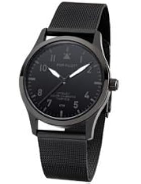 POP-PILOT® KTM I schwarze Fliegeruhr Uhr mit milanaise Armband I wasserfest I 36,5mm I Damen & Herren