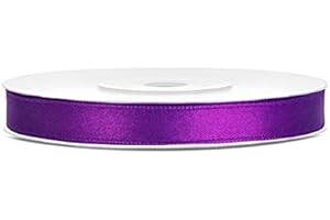 JAOW Ruban Satin Polyester Noeud et Emballage Cadeau 6/12/25/38/50/100mm x 25m (Taille 6mm x 25m - Couleur Violet)