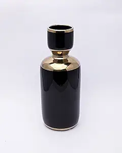 Market99 VON CASA Vase, Flower Vase, Unique Glazed Design, Decorative Vase, Black, Ceramic