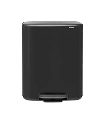 Brabantia - 211508 - Poubelle à pédale Bo, avec 2 seaux intérieurs, 2 x 30L - Noir