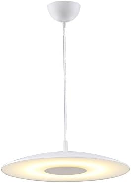 LED Pendant Light Modern Simple Round Steel Glass Shade,Hanging Line Adjustable,White
