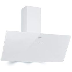 Klarstein Laurel 90 - Hotte aspirante, couvercle de tête, 90 cm, 350 m³/h, éclairage de table de cuisson à LED, écran tactile, filtre à graisse en aluminium, 64 dB, recirculation possible, blanc