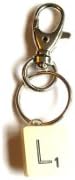 English Gems Keyring Vintage Board Game Letter Tile L in Organza Gift Bag