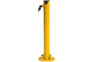 The Ramp People Folding Parking Bollard - Yellow Driveway Security Post Steel with Keys