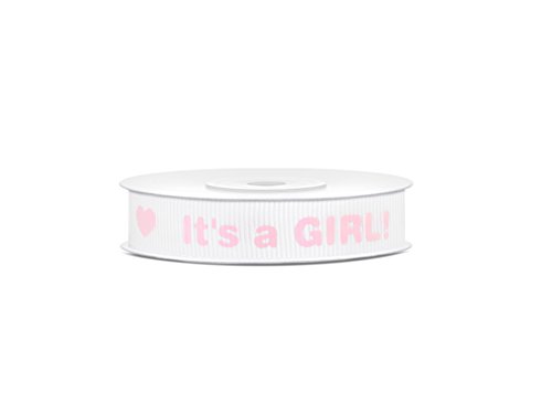 Geschenkband Schleifenband Ripsband It´s a Girl Babyparty Babyshower Rosa 10m Rolle 12mm breit Palandi®