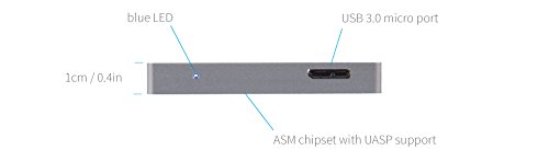 pure plop : hochwertiges Festplattengehäuse (7mm SSD/HDD) mit UASP aus eloxiertem Aluminium - 4