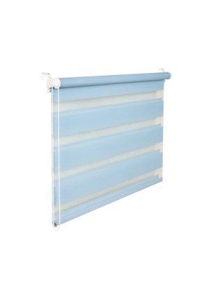 DOPPELROLLO DUOROLLO 70 CM BREIT 150 CM LANG HELLBLAU BLAU INKL. SEILZUG FENSTERROLLO KLEMMROLLO JALOUSIE