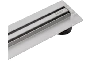 BALNEO Canal de Ducha, Canal de Desagüe 90cm Desagüe de Suelo de Acero Inoxidable, Panel Estrecho de 14mm, Juego Completo, Bajo 57mm, Desagüe de Ducha Proline Delgado y Bajo