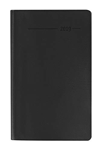 Taschenplaner PVC schwarz 2019 - Bürokalender / Taschenplaner (10 x 16) - 64 Seiten - 1 Woche 1 Seite - separates Adressheft