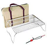 Thanson Grille de Barbecue Pliable en Acier Inoxydable Robuste et Durable, Anti-Rouille et sans écaillement. Comprend Un étui portatif très résistant et Un Allume-feu en magnésium avec déclencheur