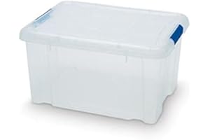 Acan Tradineur - Caja de plástico transparente de 21,5 x 39,5 x 29,5 cm, con capacidad de 16 litros, Contenedor de plástico para almacenamiento con tapa y ruedas válida para interior e exterior.