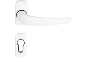 Paire de Poignées de Porte sur Rosaces KLOSE besser " STELLUS " + 2 Rosaces Trous Cylindres - Blanches