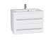 Produktbild Quentis Waschplatzset Genua Breite 60 cm, Badmöbleset 2-teilig, Waschbecken und Unterschrank, 2 Schubladen, Front und Korpus weiß glänzend