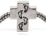 Buckets of Beads Footprints Cross Charm Bead