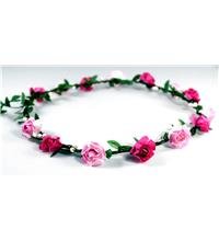 boho floral head garland flower headband floral headdress wedding festival (pink and pink)