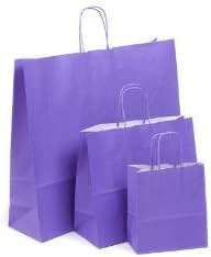 50 Purple Paper Twist Handle Carrier Bags 7" x 3" x 8"