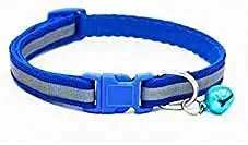 Woofy Reflective Safe Pets Collar with Bells Adjustable Length Puppy Collar Reflected Sot Nylon Collar for Puppy and Cat (10 MM, Blue)