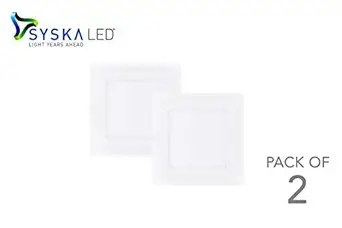Syska 9 Watts 2 in 1 LED Panel Light (Cool Day Light & Green Ring, Pack of 2, Square)