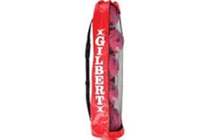 Gilbert Netball Ball Tube Bag - Red, Letter Print, Polyester, Shoulder Strap, Pullover Closure, 27.5 x 72 x 27.5 cm, Holds 5 Netballs