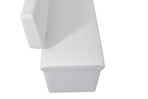 Cavadore Sitzbank „Charisse“ India Weiß / Moderne, gepolsterte Bank mit Lehne / Kunstleder-Bank weiß / Maße inkl. Lehne: 160 x 54 x 83 cm (B x T x H) - 11