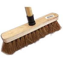 Lot de 6 balais de ménage droits | Monture composite apparence bois verni | Soie grise 40 mm | Lg 30 cm | Douille vissante | Manche métal gainé 1,20 m