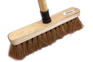 Lot de 3 balais de ménage en Fibres de Coco Naturel | Longueur 29 cm | Douille vissante Plastique | Manche Bois 1,25 m | Kibros 2051x3