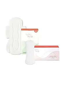 Nua Combo - Ultra Thin Rash Free Sanitary Pads for Women - 12 Pads || 3 Heavy Flow Pads, 5 Medium Flow Pads and 4 Light Flow Pads || Zero Toxins || Free Disposal Cover with each, Everyday Pantyliners, Unscented (Pack of 16)
