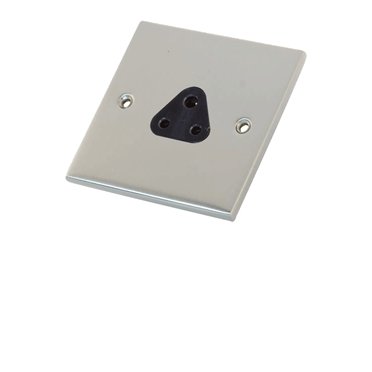 SATIN CHROME 2A 3 PIN SOCKET BLACK DSL225