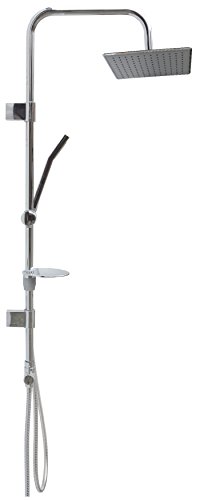 Duschset Brauseset Dusch Brause Set Überkopfbrause Duschstange 100cm Regendusche Kopfbrause Duschsystem Komplettdusche Brausestange Duschbrause variable Halter 40cm-85cm Duschgarnitur für vorhandene Bohrlöcher 2525 25cm x 25cm - 6