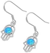 Maroon Soul - 925 Sterling Silver Opal Hamsa Earrings